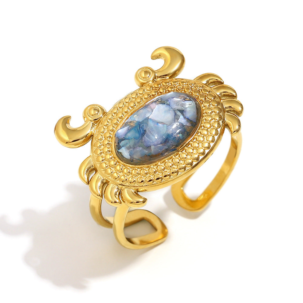 Wholesale Stainless steel 18K gold plated cross-line open ring